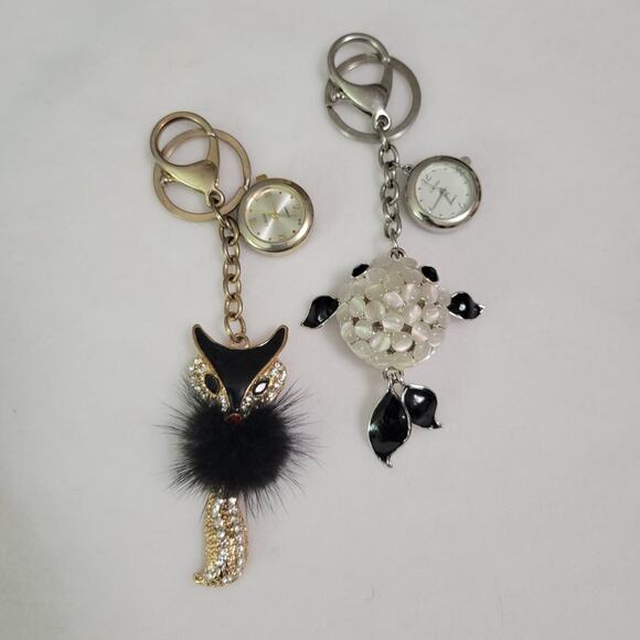 Set of 2 Keychain Watches - Fox keychain and Fish - Picture 1 of 2